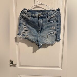 American Eagle Outfitters Distressed Light Blue Jean Shorts
